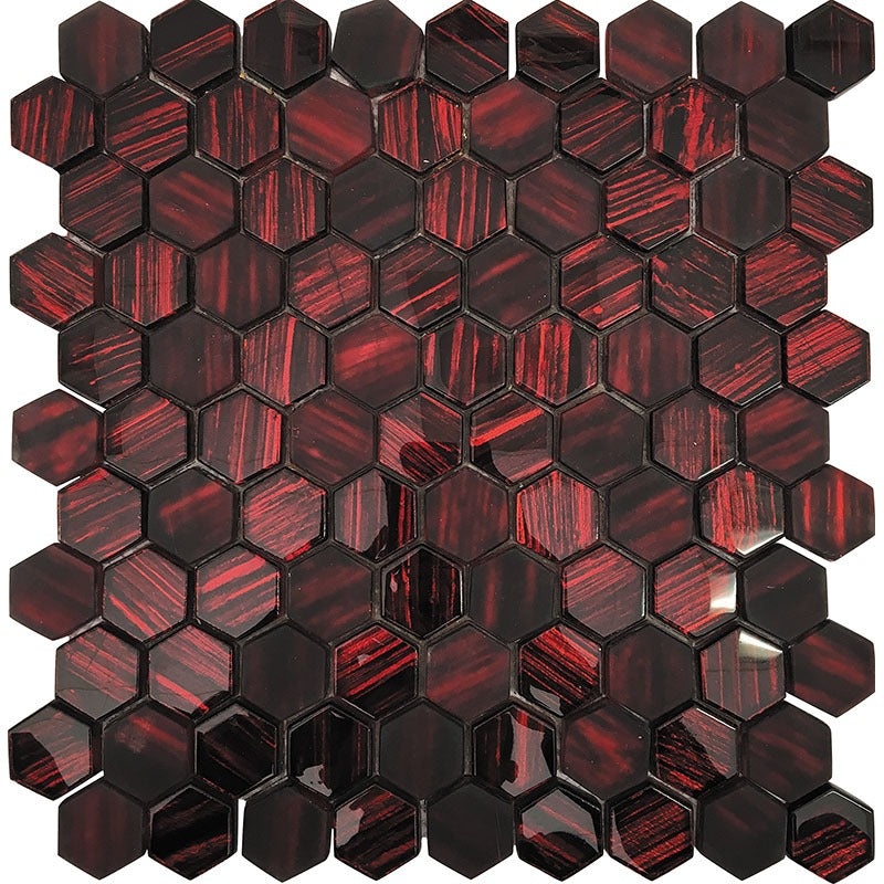 Netherlands Piet Velvet Glass Mosaic - 1.2" X 1.2" Hexagon - Glossy & Matte