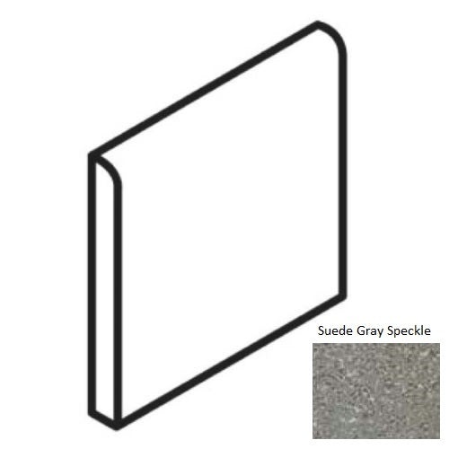 Keystones Unglazed Mosaic Suede Gray Speckle Porcelain Floor & Wall Trim - 2" X 2" Bullnose - Matte