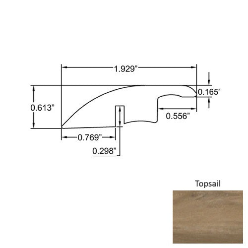 Seaside Topsail Laminate Wood Moulding / Trim - 94" Reducer - Embossed
