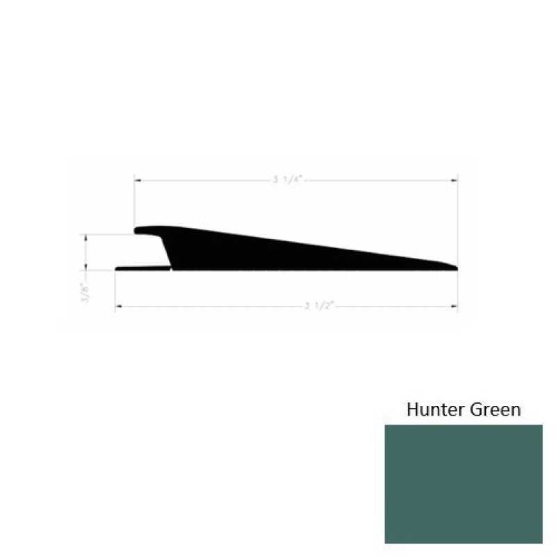 Solid 74 Hunter Green Rubber Rolling Traffic Transition - 3 1/2" X 9 Ft (108") X 3/8"