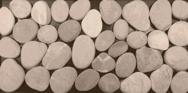 Island Rock Flat Cut Maluka Tan Flat Cut Pebble Mosaic - 11" X 11" - Honed