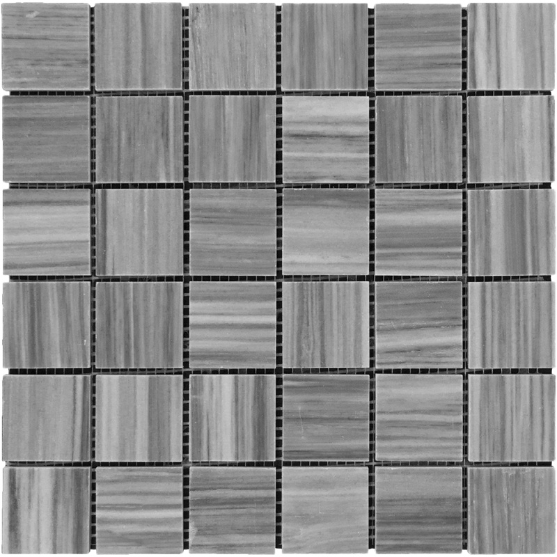Bardiglio Vein Cut Marble Mosaic - 2" X 2" - Polished