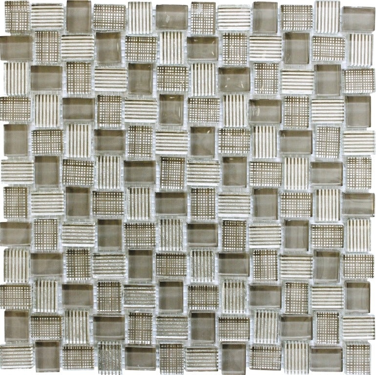Bali Batik Crema Glass Mosaic - 0.8" X 1" Basket Weave - Glossy