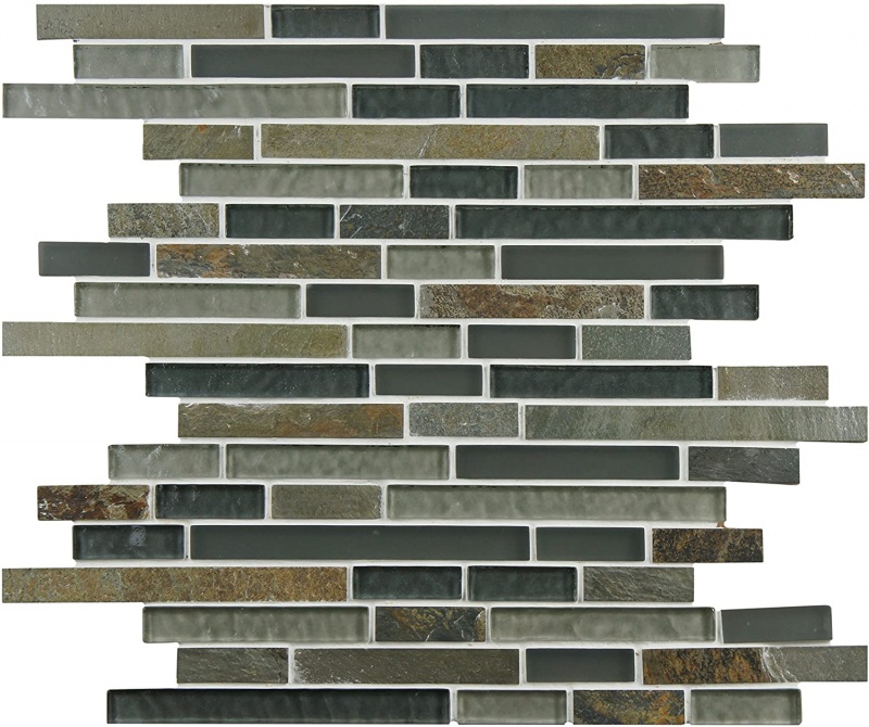 Tessera Piano Wisp Stone & Glass Mosaic - Linear - Glossy