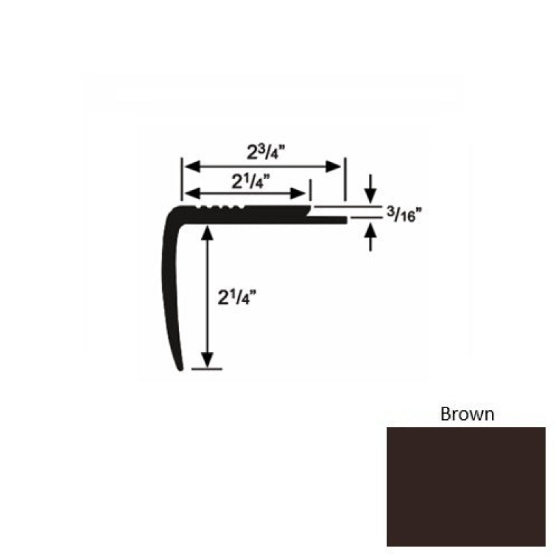 Roppe Brown Rubber Modified Underlap Stair Nosing