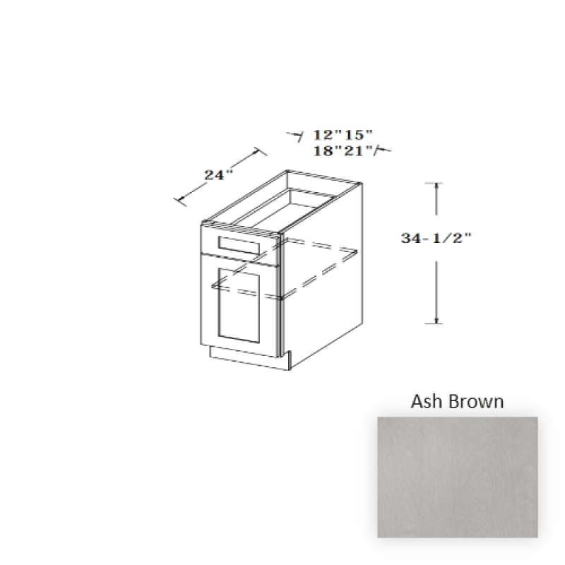 Ash Brown Wood Kitchen Base Cabinet