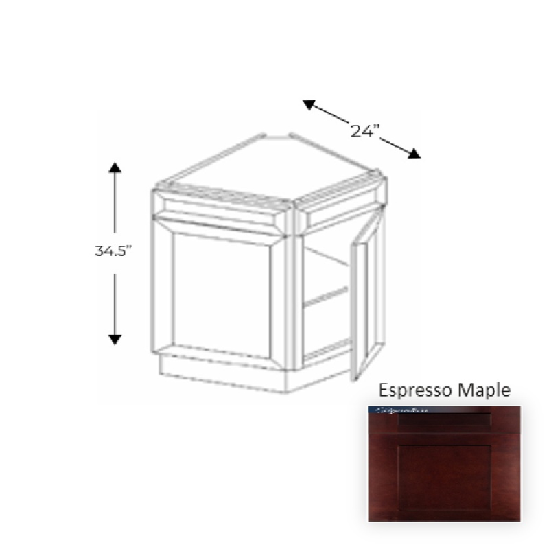 Framed Shaker Classic Espresso Maple Natural Clear Coat Wood Kitchen Base Cabinet