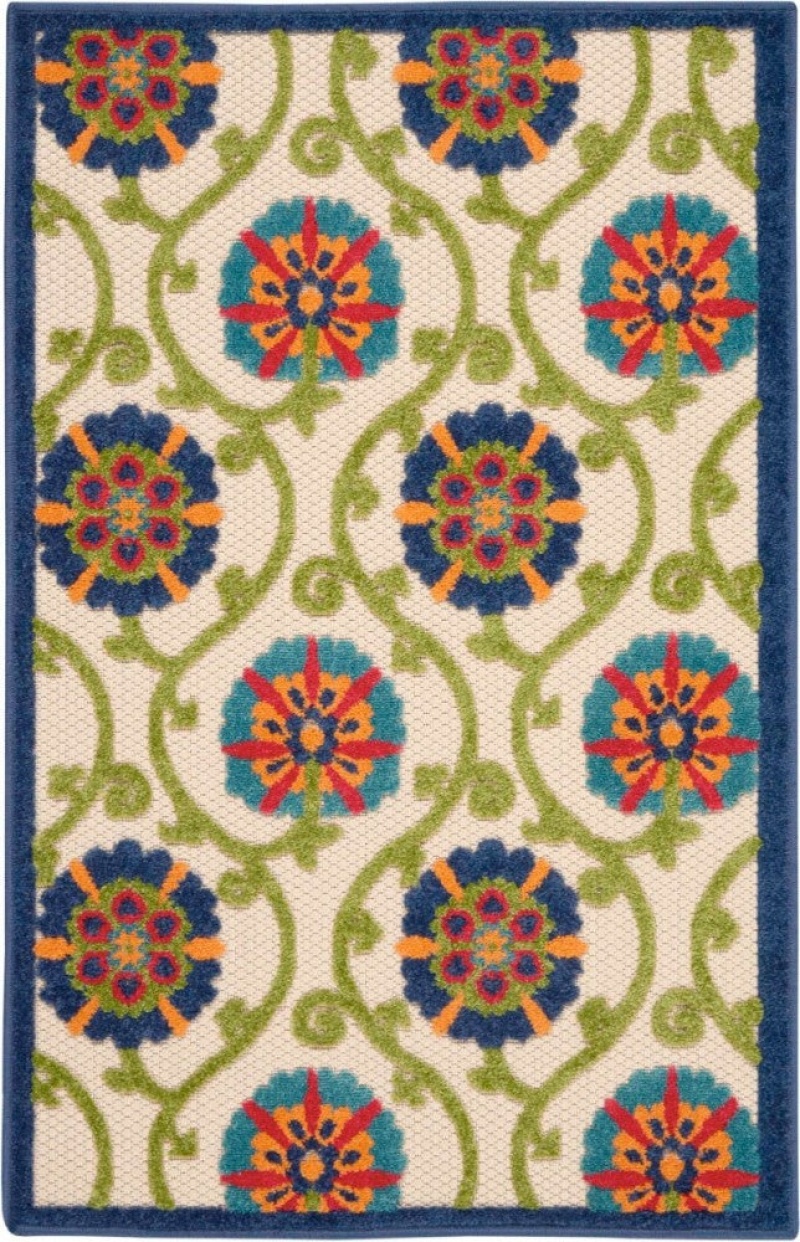 Nourison Aloha Blue Multicolor 3 ft x 4 ft Area Rug