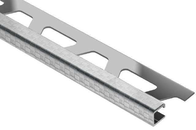 Quadec Square Edge Metal Tile Edging Trim - Square Check Stainless Steel