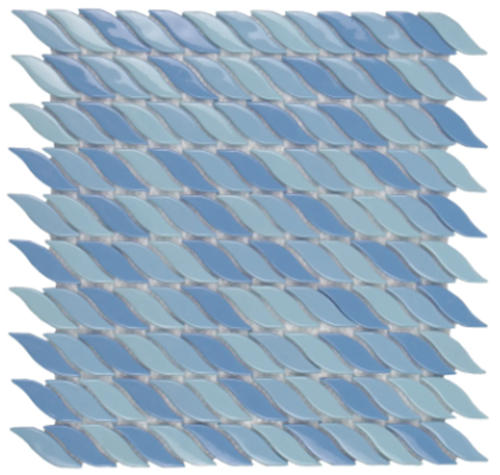 Aquatica Bowline Blue Atoll Glass Mosaic - Leaf - Leaf