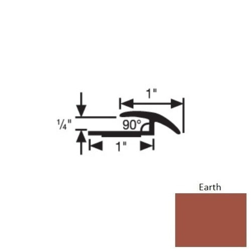 Flextones Earth Vinyl 168 Resilient To Carpet Transition - 1" X 12 Ft - Thermoplastic