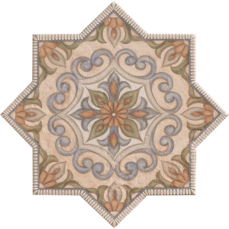 Umbria Deco C Porcelain Tile - Matte - 7" X 7" Star