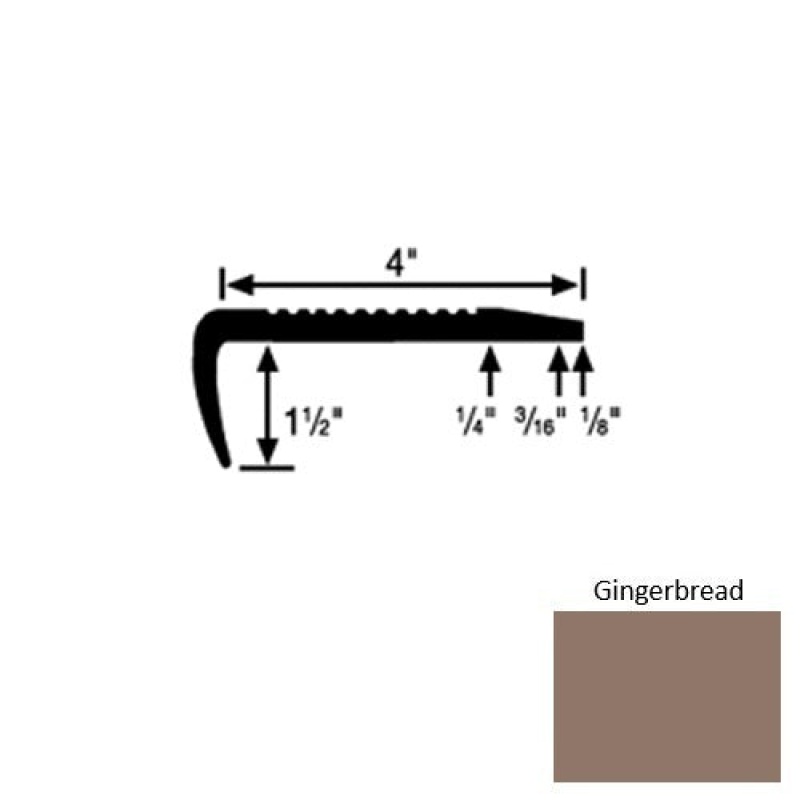 Solid 01 Gingerbread Rubber Commercial Stair Nosing With 2" Abrasive Strip (Sq) - 4" X 9 Ft (108")