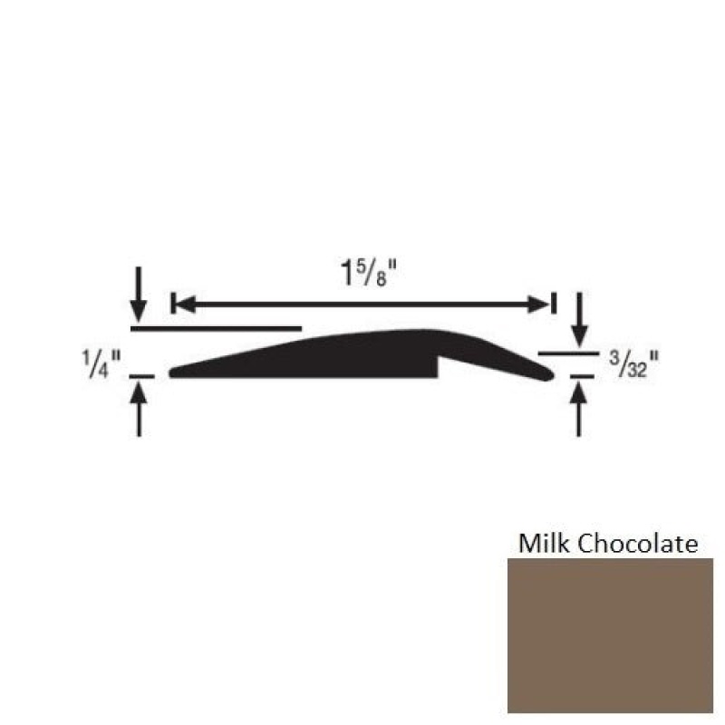 Flextones Milk Chocolate Vinyl 156 Underslung Reducer - 1 5/8" X 35 Ft Coils - Thermoplastic