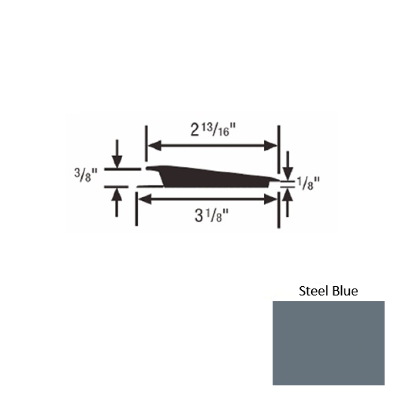 Solid 67 Steel Blue Rubber Rolling Traffic Transition - 3 1/8" X 9 Ft (108") X 3/8" - 1/8"