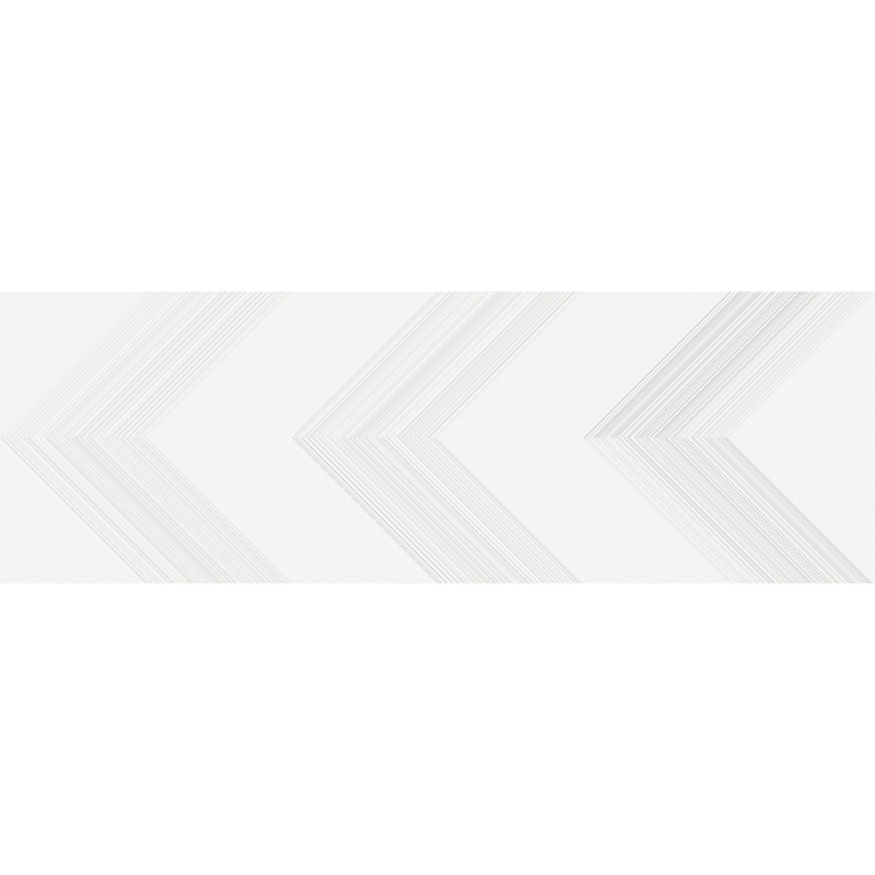 Vertigo White Chevron Ceramic Tile - Glossy - 10" X 30"