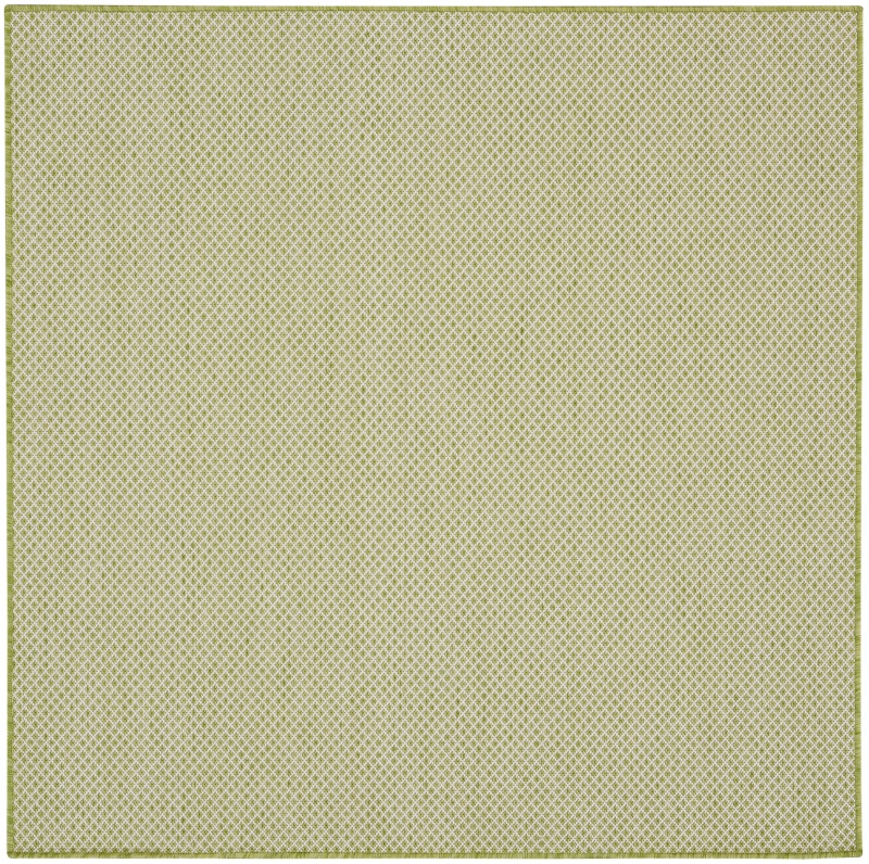 Courtyard Cou01 Ivory Green Polypropylene Modern Area Rug