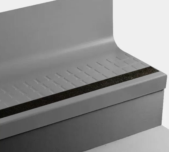 Johnsonite Vaporize Raised Square Rubber Moulding / Trim, 19" x 72" Angle-Fit Stair Tread with Riser