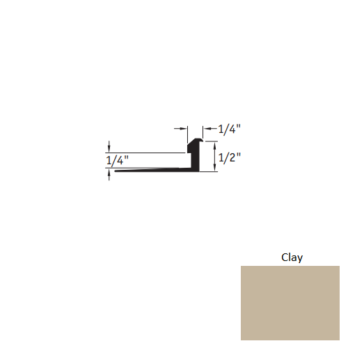 Johnsonite Clay Vinyl Moulding / Trim - 1/4" X 12 Ft (144") X 1/4" - 1/2" Slim Line Transition - Slim Line Transition