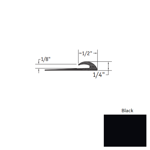 Johnsonite Black Vinyl Moulding / Trim - 1/2" X 12 Ft (144") X 1/8" Slim Line Transition - Slim Line Transition