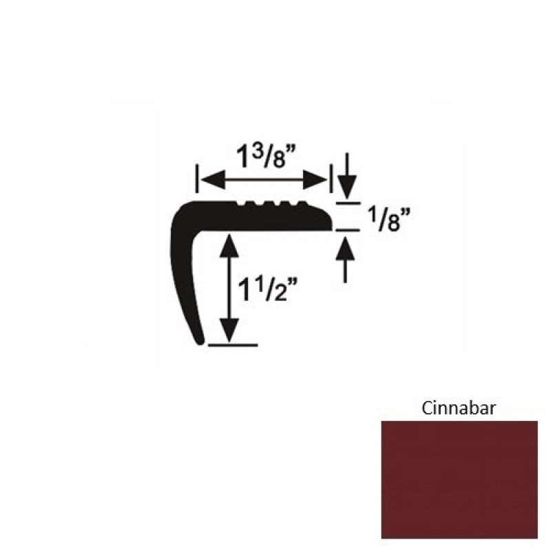 Solid 05 Cinnabar Rubber Domestic Stair Nosing