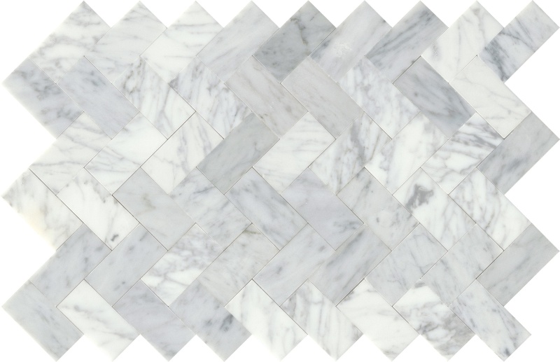 Link White Marble Mosaic - Herringbone - Honed