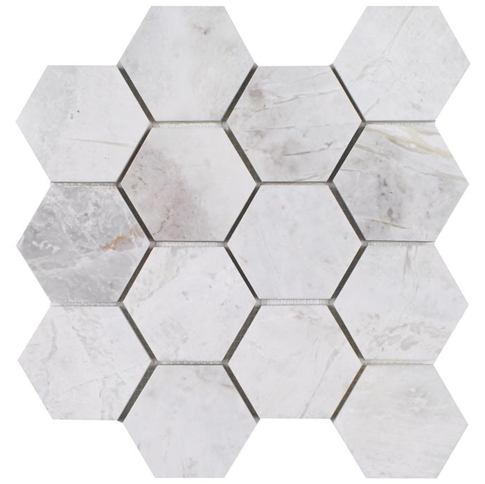 Iceberg Deco Natural Stone Mosaic - 3" Hexagon - Polished