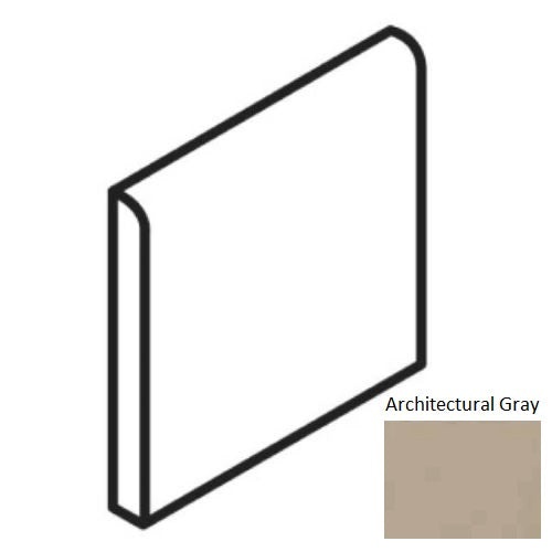 Keystones Unglazed Mosaic Architectural Gray Porcelain Floor & Wall Trim - 2" X 2" Bullnose - Matte