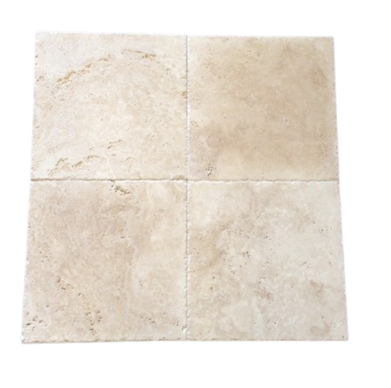 Ivory Cross Cut Travertine Tile - Chiseled & Brushed