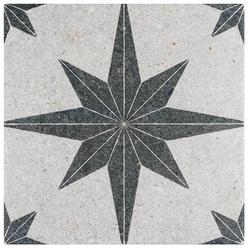 Compass Star White Stone Porcelain Tile - Polished - 8" X 8"
