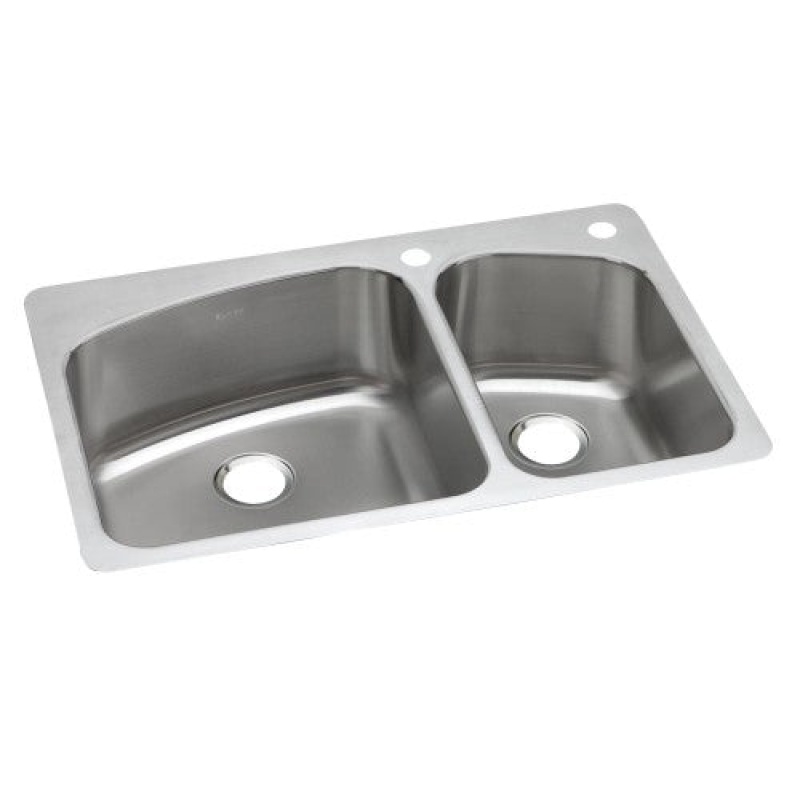 Dpxsr2250r2r Dayton Stainless Steel Drop In Undermount Double Bowl Kitchen Sink - 33" X 22" X 8" - Stainless Steel