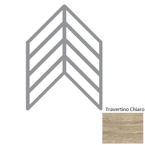 Classic 2.0 Travertino Chiaro Chevron Accent Loose Deco Porcelain Tile - Matte - 4" X 24" Chevron