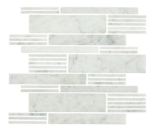 Carrara White Marble Mosaic - Modern Linear - Mixed, Per Pack: 9.2