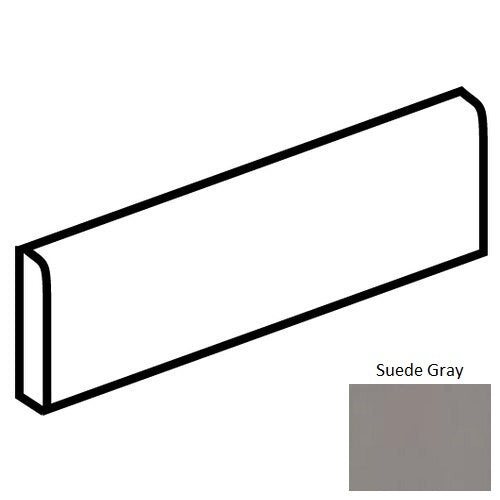Color Wheel Classic Suede Gray Ceramic Wall Trim - 2" X 6" Bullnose 6" Side