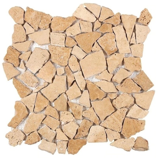 Walnut Travertine Pebble - 12" X 12" - Flat Tumbled, Per Pack: 22 Sheets