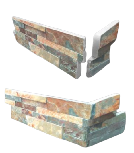 Multi Color Slate Ledgestone Corner - Natural Cleft - 6" X 18" X 6"