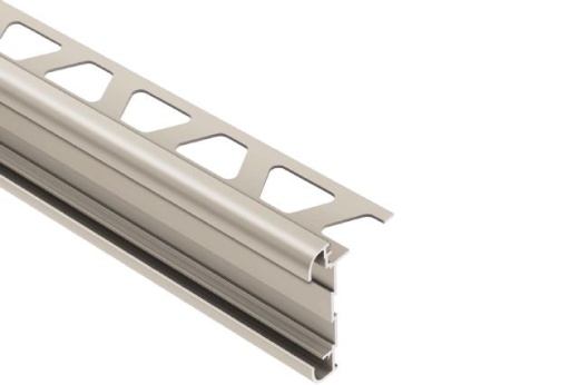 Rondec Ct Double Rail Bullnose Metal Tile Edging Trim - Satin Nickel Anodized Aluminum 3/8" X 98 1/2"