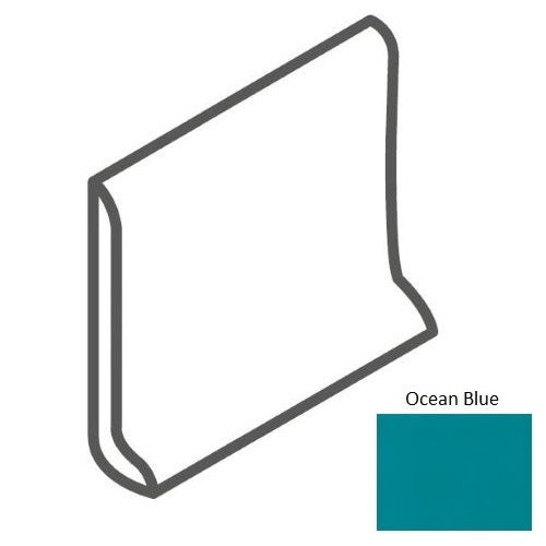 Color Wheel Classic Ocean Blue Ceramic Wall Trim - 6" X 6" Sanitary Cove Base Slim Foot - Semi Gloss, Per Pack: 5 Pcs