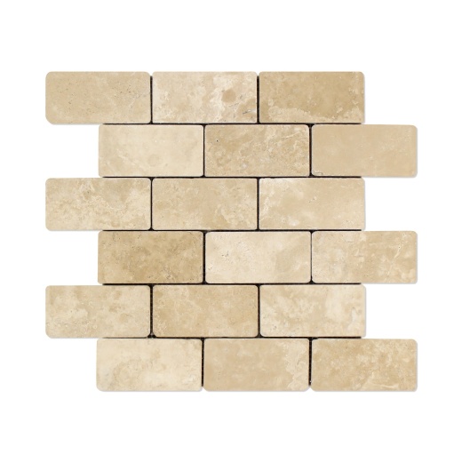 Durango Travertine Mosaic - 2" X 4" Brick - Tumbled