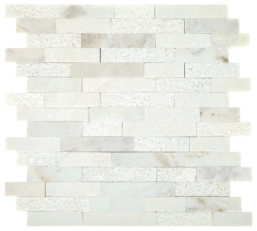 Minute Mosaix Daphne White Marble Mosaic - Linear Pattern, Mixed, Per Pack: 10 Sqft