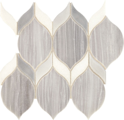 Fonte Nautical Gray Blend Marble Mosaic - Double Leaf - Polished, Per Pack: 5.5 Sqft