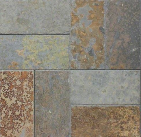 Brazilian Multicolor Slate Tile - Chiseled 8" X 8", Per Box: 4 Sqft