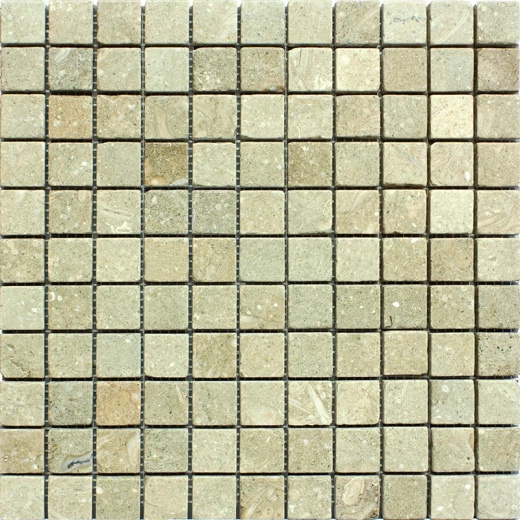 Sea Grass Limestone Mosaic - 1" x 1" Tumbled, Per Box: 5 Sheet