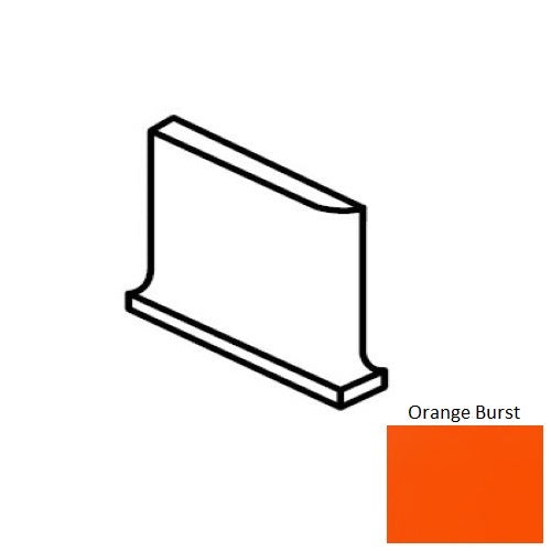 Color Wheel Classic Orange Burst Ceramic Wall Trim - 6" X 6" Flat Top Cove Base Corner Left