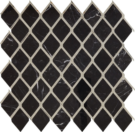 Lavaliere Nero Marquina With Antique Mirror Mixed Mosaic - Chain Link - Polished, Per Pack: 15.75 Sqft