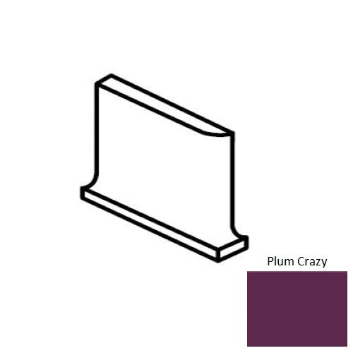 Color Wheel Classic Plum Crazy Ceramic Wall Trim - 3" x 6" Flat Top Cove Base Corner Left