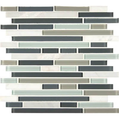 Decorative Blends Keystone Glass & Stone Mosaic - Linear - Honed, Per Pack: 10 Sqft