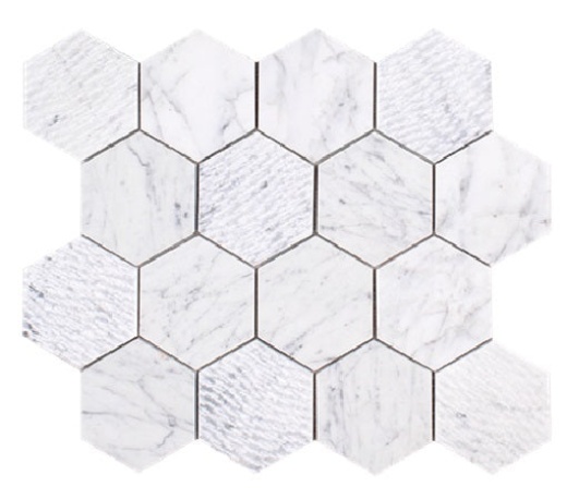 Full Sheet Sample - Venatino Goia Clawed Hexagon Natural Stone Mosaic - 3" Textured