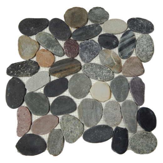 Multi Color Marble Pebble - 12" X 12" - Flat Polished, Per Pack: 22 Sheets