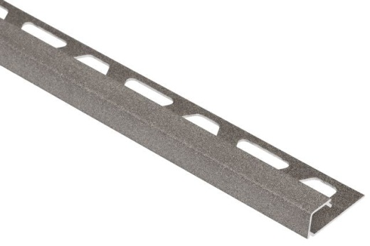 Quadec Square Edge Metal Tile Edging Trim - Stone Grey Textured Color Coated Aluminum